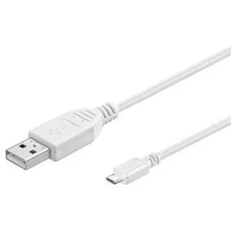 PremiumCord Kábel micro USB 2.0, AB 2m, biela PremiumCord Kábel micro USB 2.0, AB 2m, biela