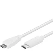 PremiumCord USB-C/male - USB 2.0 Micro-B/Male, biely, 0,6m