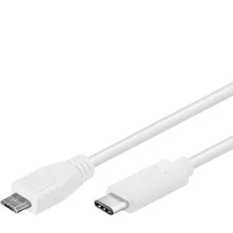 PremiumCord USB-C/male - USB 2.0 Micro-B/Male, biely, 0,6m PremiumCord USB-C/male - USB 2.0 Micro-B/Male, biely, 0,6m