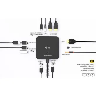 i-tec USB-C DP Dual HDMI Docking Station, Power Delivery 100W + i-tec Universal Charger 100W i-tec USB-C DP Dual HDMI Docking Station, Power Delivery 100W + i-tec Universal Charger 100W