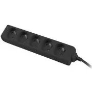 Predlžovací prívod 230V 3m 5 zásuviek, čierny