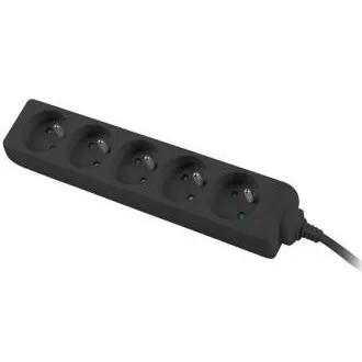 Predlžovací prívod 230V 3m 5 zásuviek, čierny Predlžovací prívod 230V 3m 5 zásuviek, čierny