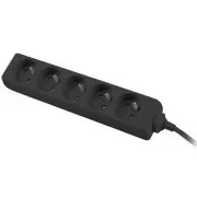 Predlžovací prívod 230V 3m 5 zásuviek, čierny