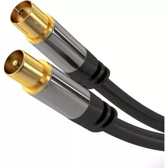 PremiumCord TV antenný HQ prepojovací kábel M/F 75Ohm (135dB) 4x tienený 1,5m PremiumCord TV antenný HQ prepojovací kábel M/F 75Ohm (135dB) 4x tienený 1,5m
