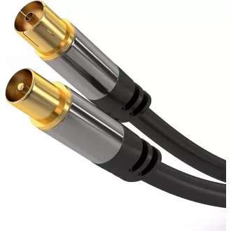 PremiumCord TV antenný HQ prepojovací kábel M/F 75Ohm (135dB) 4x tienený 5m PremiumCord TV antenný HQ prepojovací kábel M/F 75Ohm (135dB) 4x tienený 5m