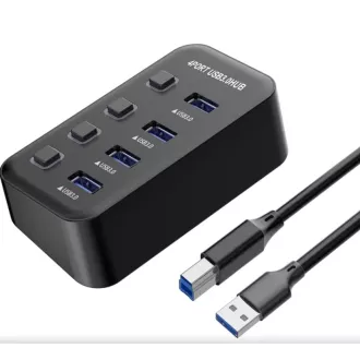PremiumCord USB 3.2 Superspeed HUB 4-portový s vypínačmi portov PremiumCord USB 3.2 Superspeed HUB 4-portový s vypínačmi portov