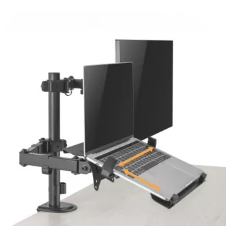Držiak monitora Brateck LDT66-C024ML jedno kĺbové rameno + jeden držiak laptopu vedľa seba na tyčovej