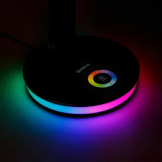 Platinet PDL400RGBB stolná LED lampa 12W stmievateľná, dotykové ovládanie, USB port, čierna