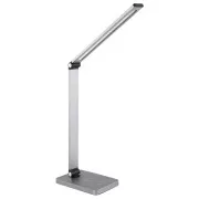 Platinet PDL888S stolná LED lampa 10W stmievateľná, bezdrôtové nabíjanie, USB port, strieborná