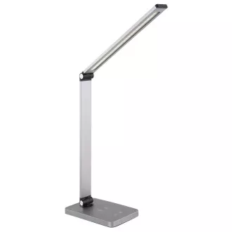 Platinet PDL888S stolná LED lampa 10W stmievateľná, bezdrôtové nabíjanie, USB port, strieborná