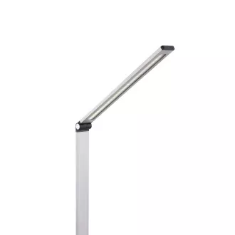 Platinet PDL888S stolná LED lampa 10W stmievateľná, bezdrôtové nabíjanie, USB port, strieborná