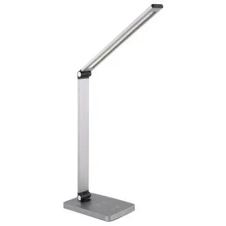 Platinet PDL888S stolná LED lampa 10W stmievateľná, bezdrôtové nabíjanie, USB port, strieborná