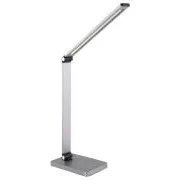 Platinet PDL888S stolná LED lampa 10W stmievateľná, bezdrôtové nabíjanie, USB port, strieborná