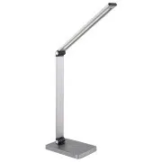 Platinet PDL888S stolná LED lampa 10W stmievateľná, bezdrôtové nabíjanie, USB port, strieborná