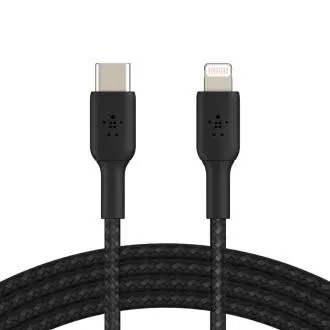 BELKIN kábel opletaný USB-C - Lightning, 1m, čierny BELKIN kábel opletaný USB-C - Lightning, 1m, čierny