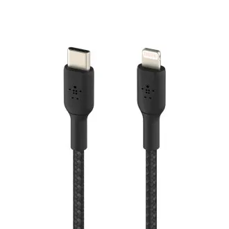 BELKIN kábel opletaný USB-C - Lightning, 1m, čierny BELKIN kábel opletaný USB-C - Lightning, 1m, čierny