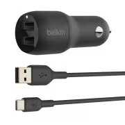 BELKIN Dual USB-A auto nabíjačka 24W + USB-C kábel