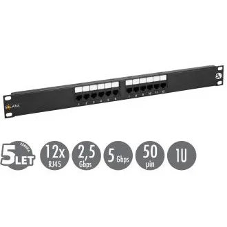 19" patch panel Solarix 12 x RJ45 CAT5E UTP 150 MHz čierny 1U SX12-5E-UTP-BK 19" patch panel Solarix 12 x RJ45 CAT5E UTP 150 MHz čierny 1U SX12-5E-UTP-BK