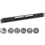 19" patch panel Solarix 12 x RJ45 CAT5E UTP 150 MHz čierny 1U SX12-5E-UTP-BK