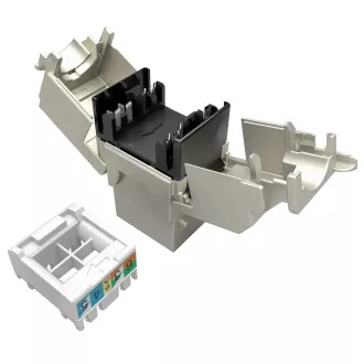 MULTIPACK 24 ks - samorezný keystone Solarix CAT6A STP SXKJ-10G-STP-BK-SA Component Level a 4PPoE
