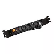 Napájací panel ACAR F5 FA 3m 5 pozícií BK vrátane držiakov do 19" líšt 1U, ACAR-F5-FA