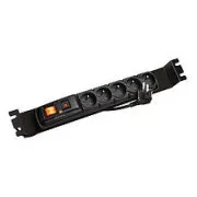 Napájací panel ACAR F5 FA 3m 5 pozícií BK vrátane držiakov do 19" líšt 1U, ACAR-F5-FA