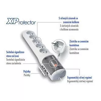 Rozvodný panel ACAR XProtector/3m 5x220V biely Rozvodný panel ACAR XProtector/3m 5x220V biely