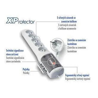 Rozvodný panel ACAR XProtector/3m 5x220V biely