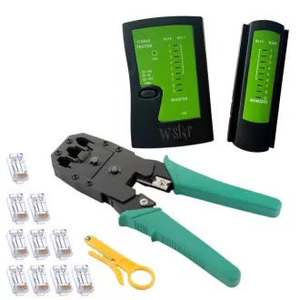 W-Star Sada náradia pre sieťárov WS193, tester UTP, kliešte RJ45 RJ11, narážač, 10x RJ45 W-Star Sada náradia pre sieťárov WS193, tester UTP, kliešte RJ45 RJ11, narážač, 10x RJ45