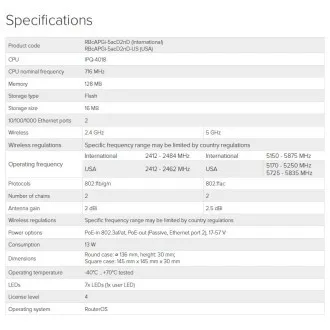 Mikrotik RBcAPGi-5acD2nD, 2,4/5GHz 802.11b/g/n/ac AP/HotSpot cAP ac Mikrotik RBcAPGi-5acD2nD, 2,4/5GHz 802.11b/g/n/ac AP/HotSpot cAP ac