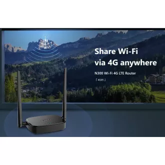 Tenda 4G05 Wi-Fi N300 4G/3G LTE router, 2x WAN/LAN, 1x nanoSIM, IPv6, VPN, LTE Cat.4, SK App Tenda 4G05 Wi-Fi N300 4G/3G LTE router, 2x WAN/LAN, 1x nanoSIM, IPv6, VPN, LTE Cat.4, SK App