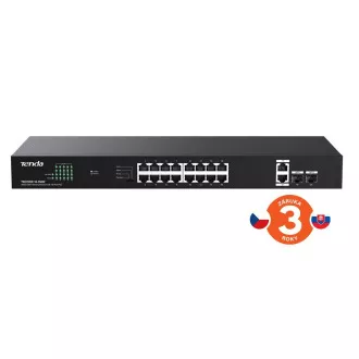 Tenda TEG1120P-16-150W PoE+ Gigabit switch 16x 1Gb/s PoE+ 802.3af/at + 2x SFP + 2x RJ45, 135W, Rack