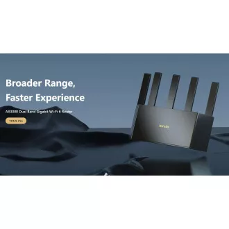 Tenda TX12L Pre AX3000 WiFi 6 Mesh Router, 1x GWAN, 3x GLAN, IPv6, 5x 6dBi, WPA 3, CZ app