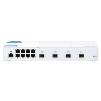 QNAP riadený switch QSW-M408S (12portov: 8x Gigabit port + 4x 10G SFP+ porty)