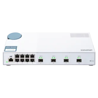 QNAP riadený switch QSW-M408S (12portov: 8x Gigabit port + 4x 10G SFP+ porty)