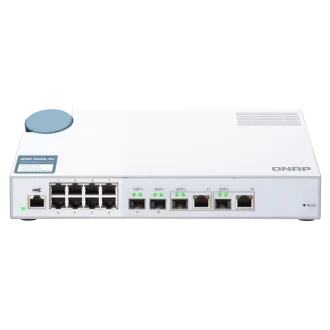 QNAP riadený switch QSW-M408-2C (12portov: 8x Gigabit port + 4x 10G SFP+ /2x 10GbE kombo porty)