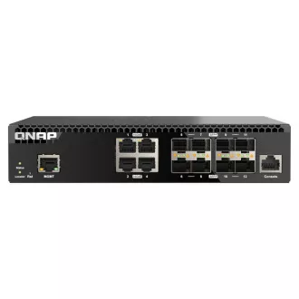 QNAP riadený switch QSW-M3212R-8S4T (4x 10GbE porty + 8x 10G SFP+ porty, polovičná šírka)