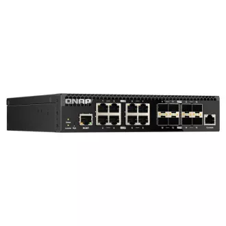 QNAP riadený switch QSW-M3212R-8S4T (4x 10GbE porty + 8x 10G SFP+ porty, polovičná šírka)