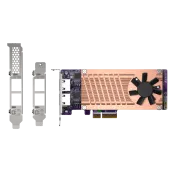 QNAP QM2 series, 2 x PCIe 2280 M.2 SSD slots, PCIe Gen3 x 4, 2 x Intel I225LM 2.5GbE NBASE-T port