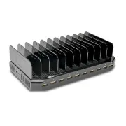USB nabíjacia stanica s úložným priestorom, výstup 10x 12V, 8A, 96W, napájací kábel Schuko