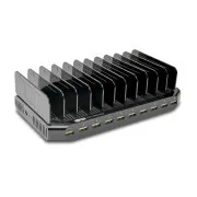 USB nabíjacia stanica s úložným priestorom, výstup 10x 12V, 8A, 96W, napájací kábel Schuko