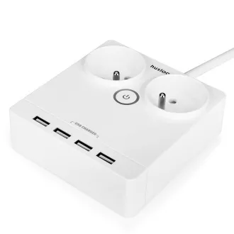 Nabíjacia stanica Huslog 12W 2xzásuvka, 4xUSB biela Nabíjacia stanica Huslog 12W 2xzásuvka, 4xUSB biela