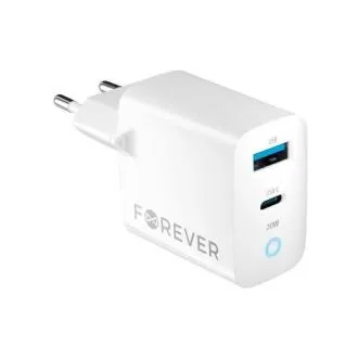Nabíjačka do siete Forever TC-06-20AC PD QC 1x USB-C 1x USB 20W biela Nabíjačka do siete Forever TC-06-20AC PD QC 1x USB-C 1x USB 20W biela