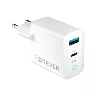 Rýchlonabíjačka do siete Forever GaN TC-06-65AC PD QC 1x USB-C 1x USB 65W biela Rýchlonabíjačka do siete Forever GaN TC-06-65AC PD QC 1x USB-C 1x USB 65W biela
