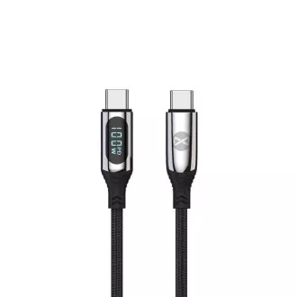 Dátový kábel s LCD Forever USB-C/USB-C 1m 100W čierny