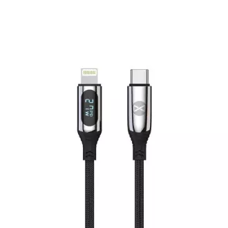 Dátový kábel s LCD Forever USB-C/Lightning 1m 27W čierny