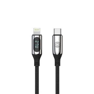 Dátový kábel s LCD Forever USB-C/Lightning 1m 27W čierny