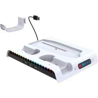 iPega P5S006 Multifunkčný Nabíjací RGB Stojan s Chladením pre PS5 Slim White iPega P5S006 Multifunkčný Nabíjací RGB Stojan s Chladením pre PS5 Slim White