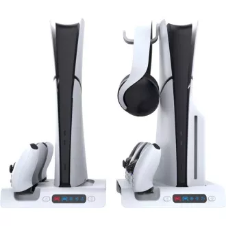 iPega P5S006 Multifunkčný Nabíjací RGB Stojan s Chladením pre PS5 Slim White iPega P5S006 Multifunkčný Nabíjací RGB Stojan s Chladením pre PS5 Slim White