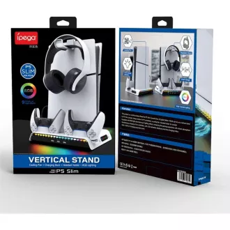 iPega P5S006 Multifunkčný Nabíjací RGB Stojan s Chladením pre PS5 Slim White iPega P5S006 Multifunkčný Nabíjací RGB Stojan s Chladením pre PS5 Slim White